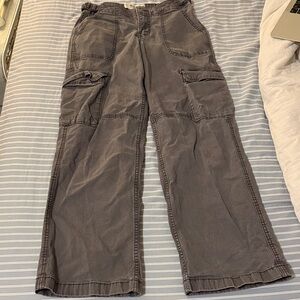 Charcoal Gray low rise Cargo Pants with adjustable waist